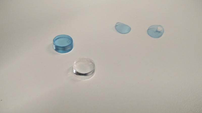 Close-up of circular acrylic discs