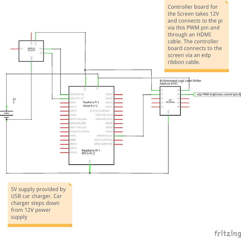 Schematic for the circuitry