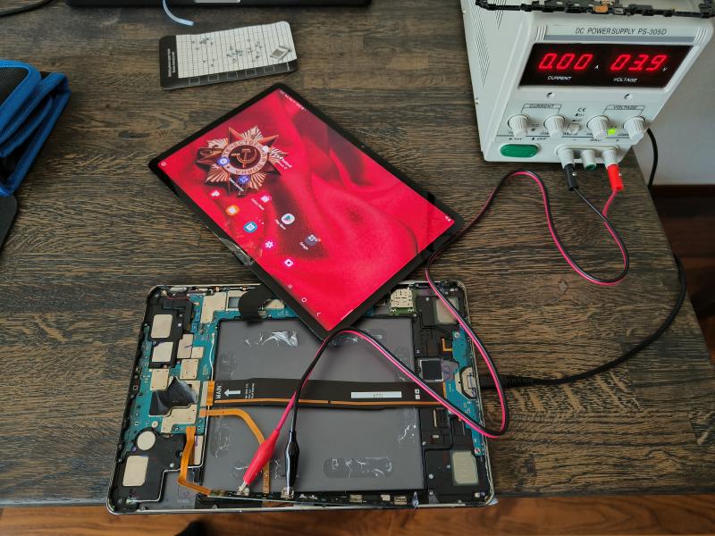 Tablet running and on home screen