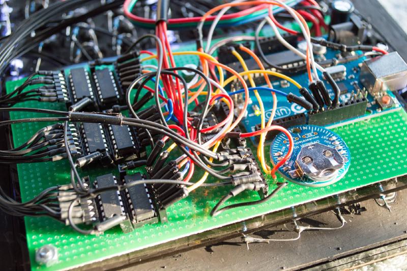 Circuit board mounted on back of LED panel (alternate angle)