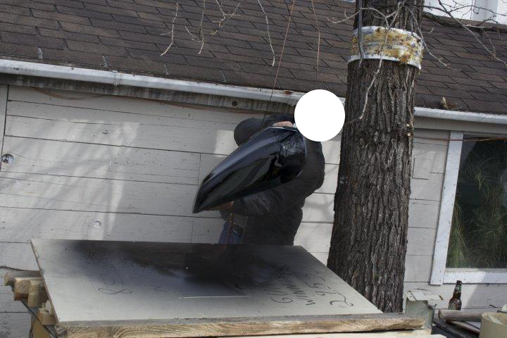 Gas tank being painted
