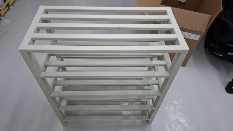 Primer applied to shoe rack